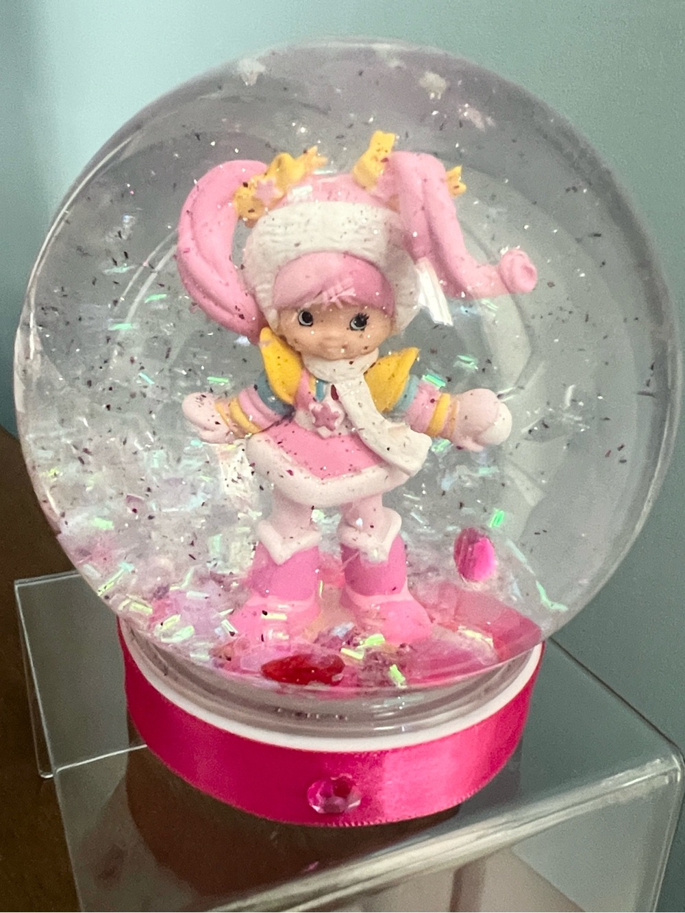 Tickled Pink Snow Globe Figure